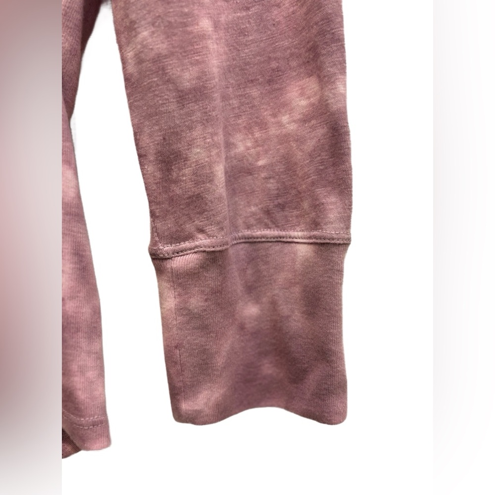 Anthropologie Saturday Sunday Pink Tie Dye Ruched Long Sleeve Top, Cotton Blend - Picture 3 of 6